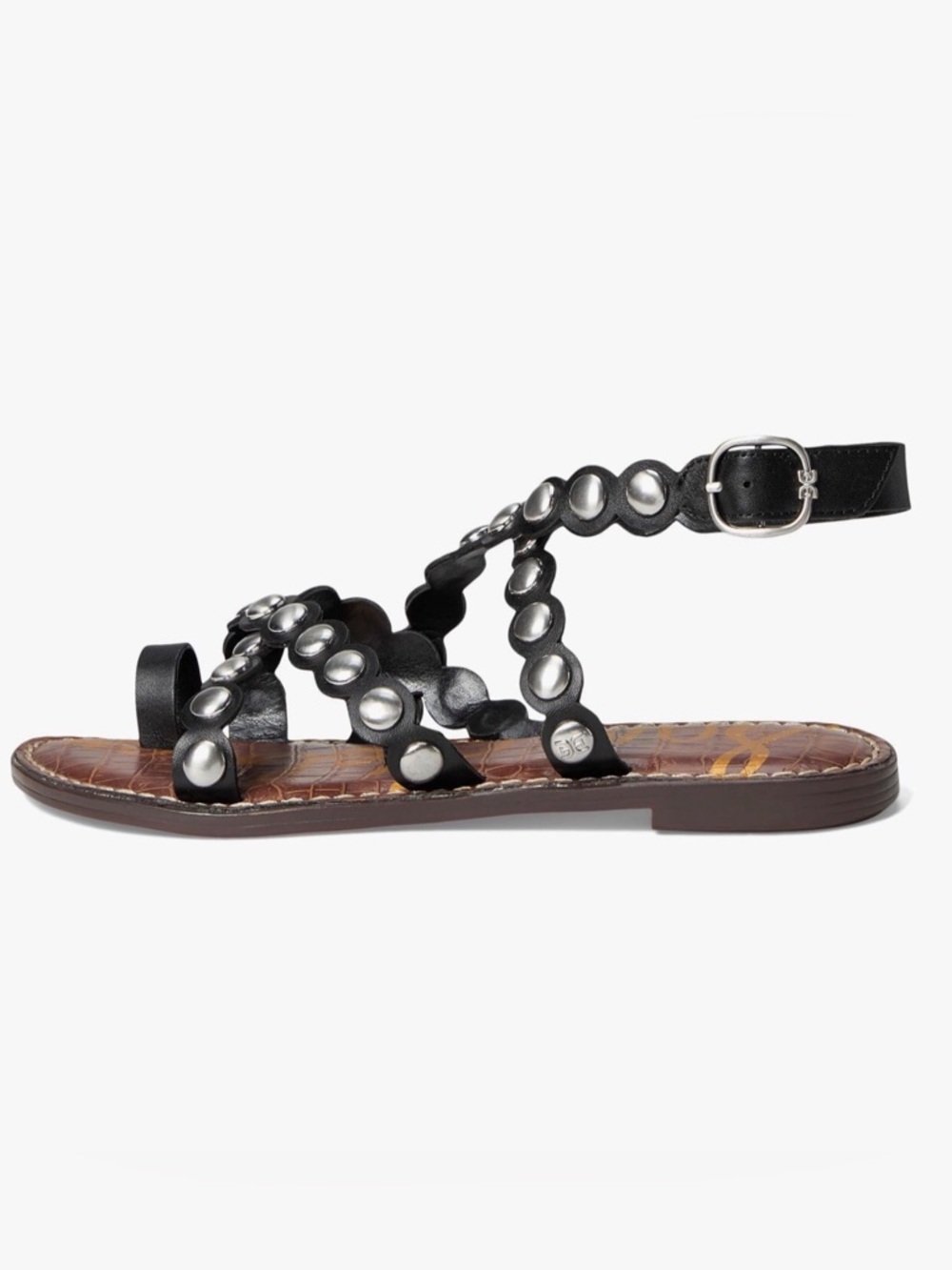 Sam Edelman Gloria Silver Studded Gladiator Sandals Black Size-5 NIB - Picture 6 of 10